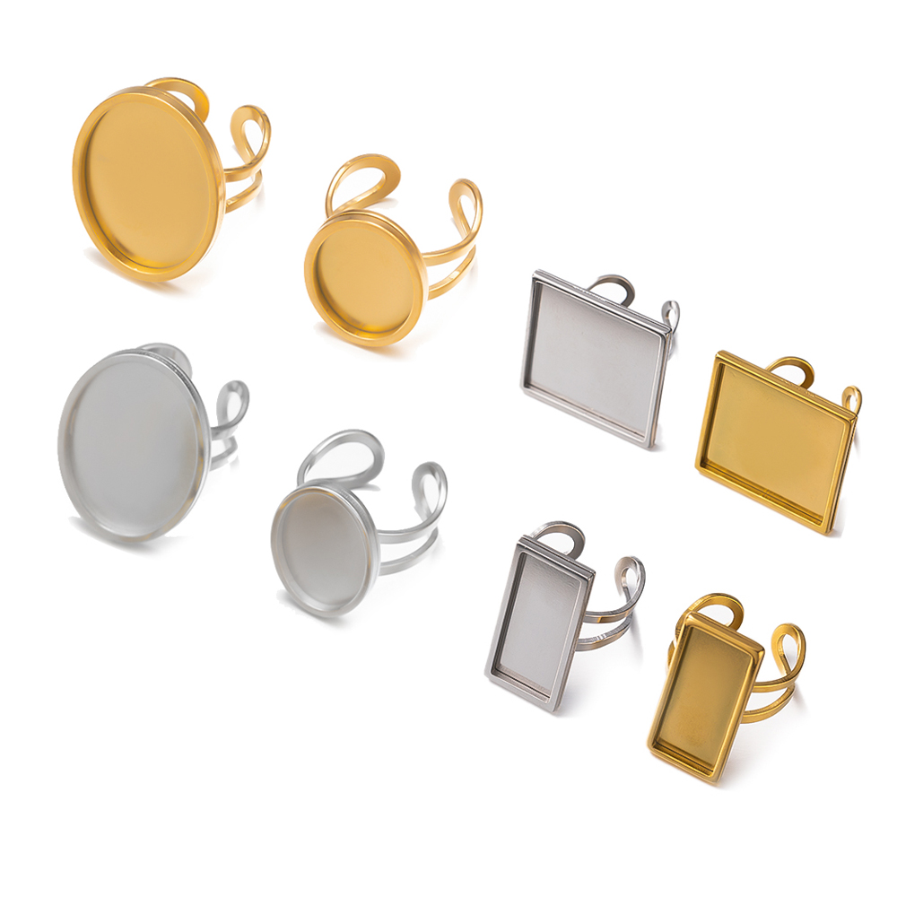 Ring Blank Adjustable - 4 Stücke Edelstahl Golden Blank Einstellbare