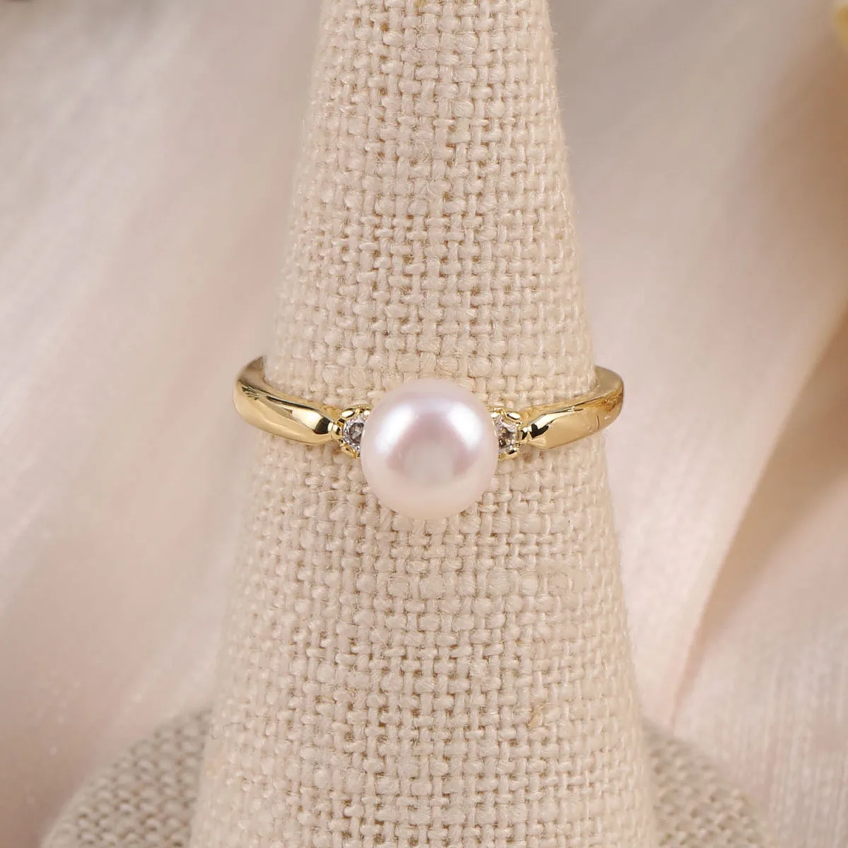 Ring Blank Adjustable - Ringe mit natürlichen Süßwasserperlen, runde Form,