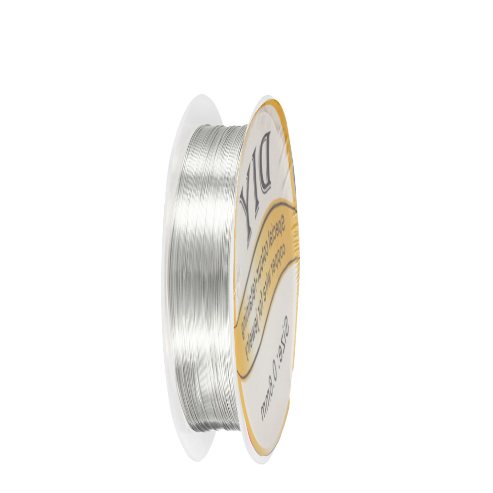 Jewelry Making Yarn - 1 Rolle Silber-Kupferdraht, 0,3/0,4/0,5/0,6/0,8 mm, Perlenschnur