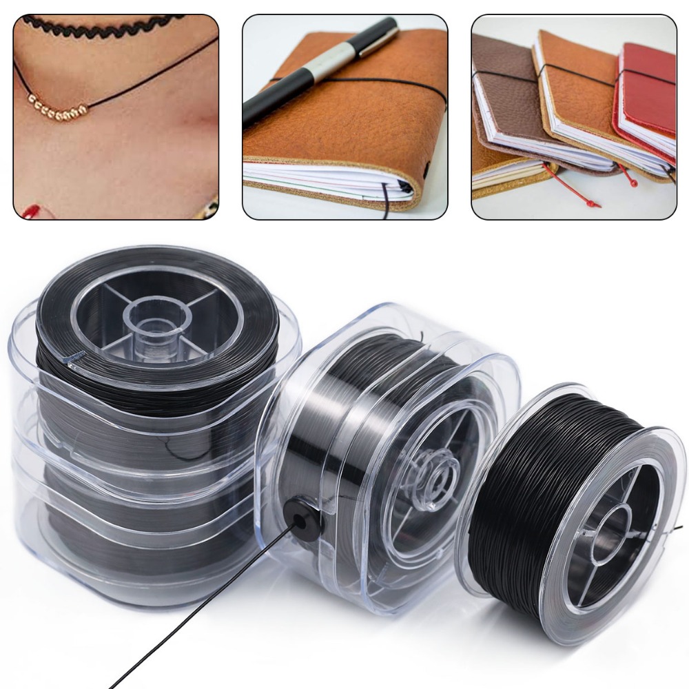 Jewelry Making Yarn - 0,5-1mm Schwarzer Elastischer Kristallfaden Flache Kristallschnur