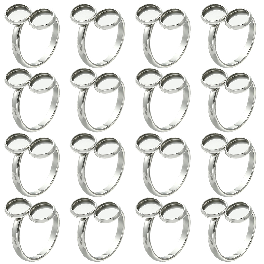 Ring Blank Adjustable - 16 Stück Fingerring-Rohlinge 18mm 304 Edelstahl