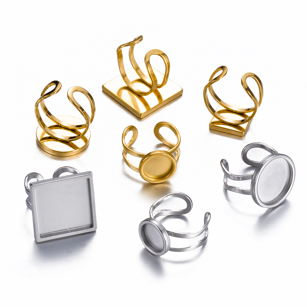 Ring Blank Adjustable - 4 Stück Edelstahl Verstellbare Ringe mit