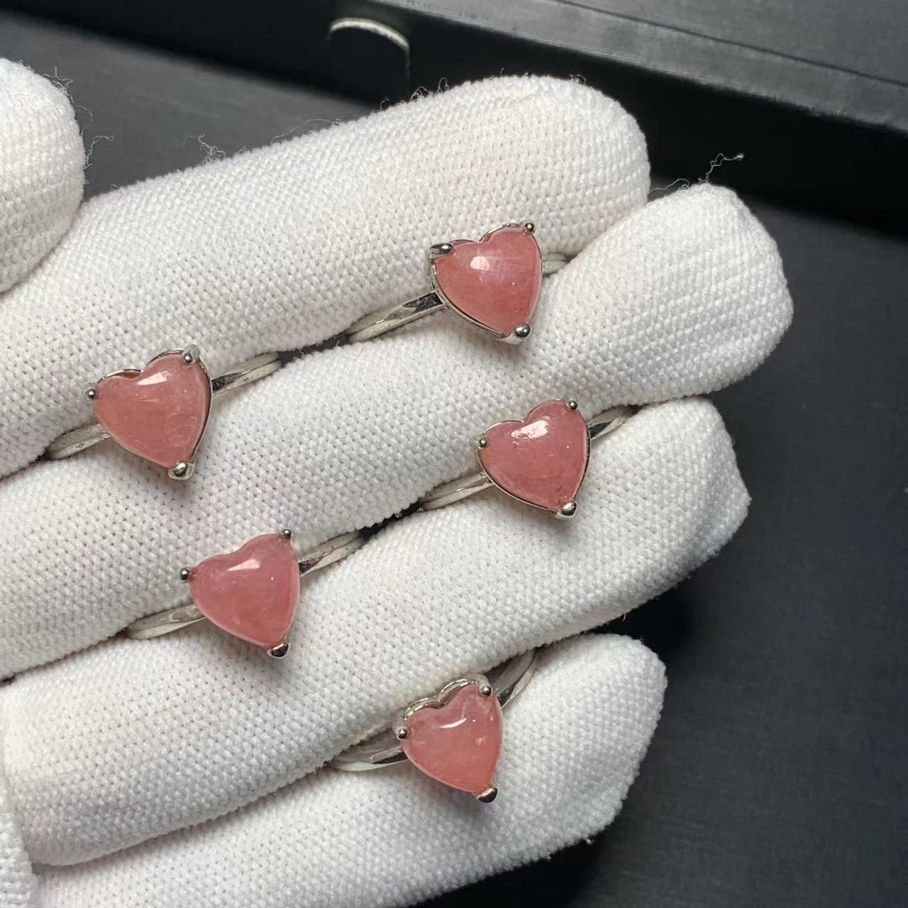 Ring Blank Adjustable - Herz Natürlicher Rhodochrosit Ring Einstellbarer Damenring