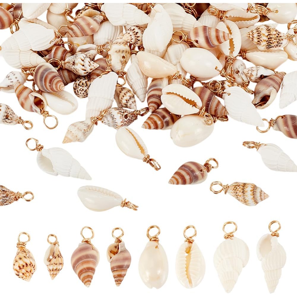 Jewelry Making Tutorial - 100 Stück 4 Stile natürliche Muschel-Charms-Anhänger