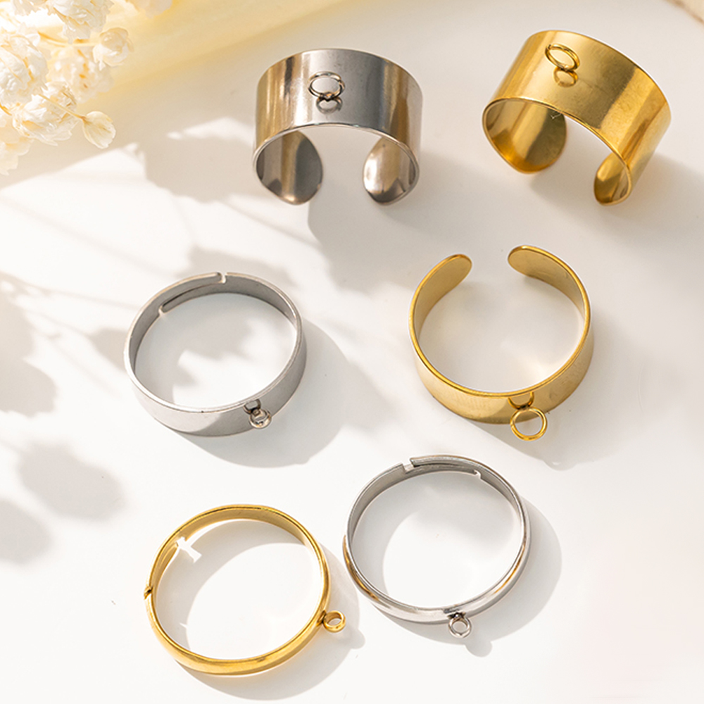 Ring Blank Adjustable - 5 teile/los Edelstahl Gold Farbe Offene
