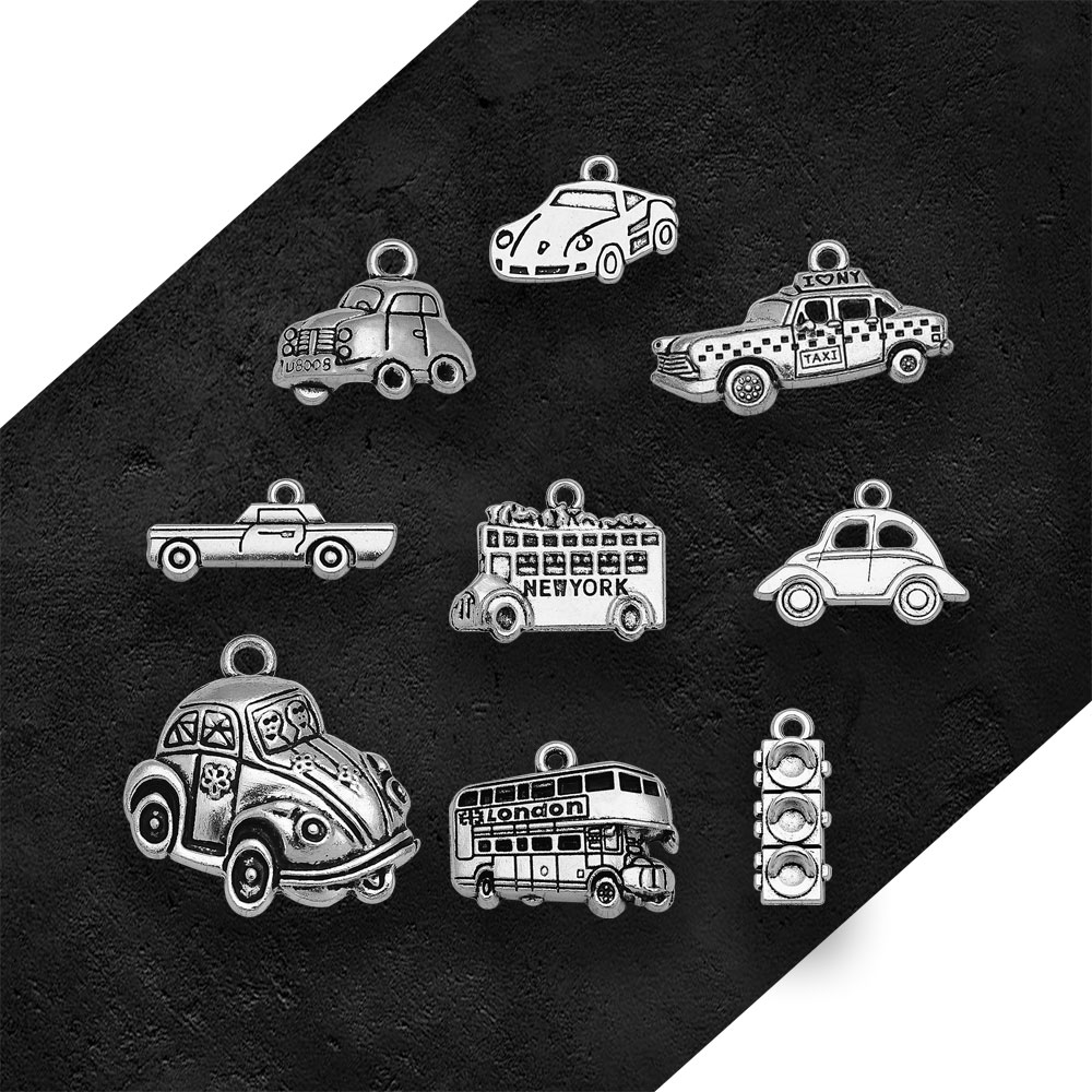 Versilbert Taxi Bus Auto Reise – Jewelry Making London Bewertung und Preis